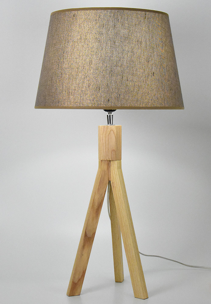 Lampe halogène articulée vintage bois et laiton – Luckyfind